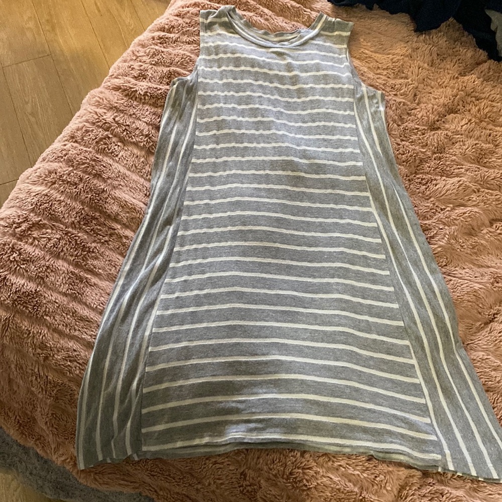 Size small gray and white striped dress from Francesca’s Boutique - gently worn